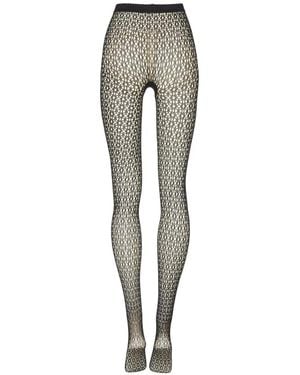 Wolford Floral-Jacquard Net Tights - Gray