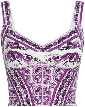 Dolce & Gabbana Stretch-Silk Top - Purple