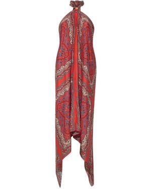 Cara Cara Asymmetrisches Twist Paisley-Kleid - Rot