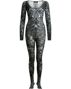 Etro X Wolford Paisley Tattoo-Pattern Bodysuit - Black