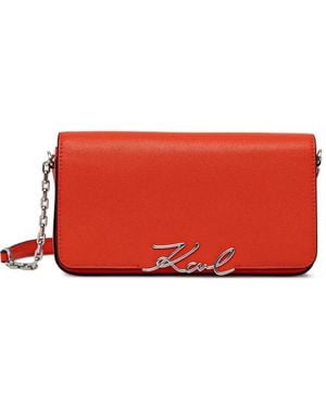 Karl Lagerfeld Schultertasche mit Logo-Schild - Rot