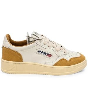 Autry Medalist Paneled Leather Sneakers - Natural