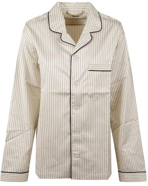 Tekla Camicia Pigiama A Righe - Bianco