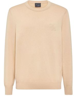 Billionaire Kaschmirpullover Mit Logo-Stickerei - Natur