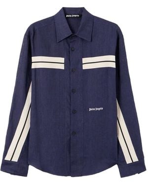 Palm Angels Logo-Embroidered Shirt - Blue