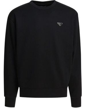Prada Logo-Plaque Crew-Neck Jumper - Black