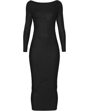 MACCAPANI Abito Midi Con Motivo Monogramma - Nero
