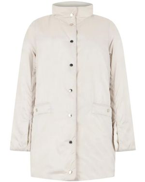 Moorer Mandy-Wk3 High-Neck Press-Stud Coat - White