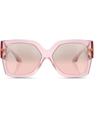 Versace Greca-Plaque Oversized-Frame Sunglasses - Pink