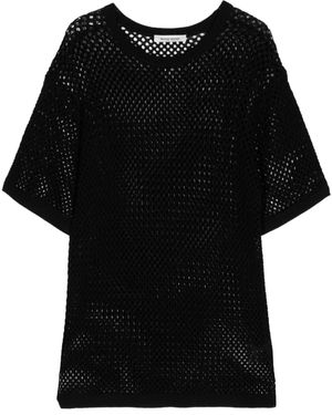 WOOD WOOD Round-Neck Knit T-Shirt - Black