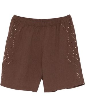 VENUJA Embellished Knee-Length Shorts - Brown