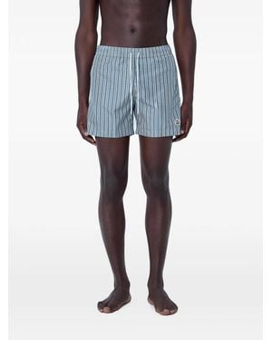 Moncler Stripe-Pattern Drawstring Swim Shorts - Blue