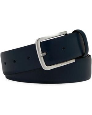Piquadro Logo-Engraved Leather Belt - Blue