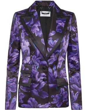 Philipp Plein Duchesse Floral-Print Blazer - Blue
