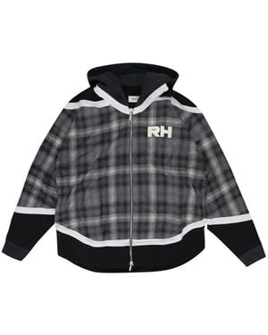 Rhude Check-Pattern Hybrid Hoodie - Black