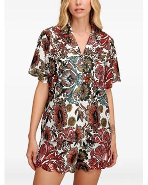 Pearl & Caviar Skiathos Floral-Print Shirt - Red