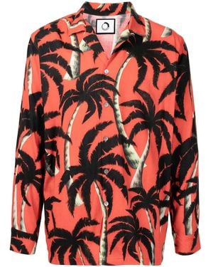 Endless Joy Palm Tree-Print Tencel Shirt - Red