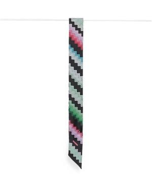 Missoni Zigzag-Print Skinny Scarf - White