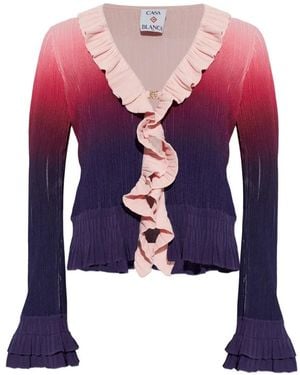 CASABLANCA Vest Met Kleurverloop En Ruches - Wit