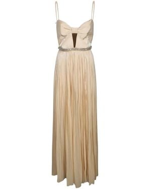 Nissa Crystal-Detail Chiffon Maxi Dress - White