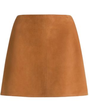 Alberta Ferretti Leather Mini Skirt - Brown