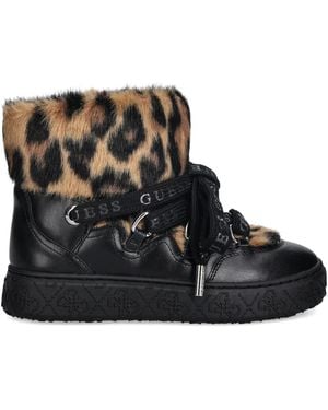 Guess Unessa Faux-Fur Trim Ankle Boots - Black
