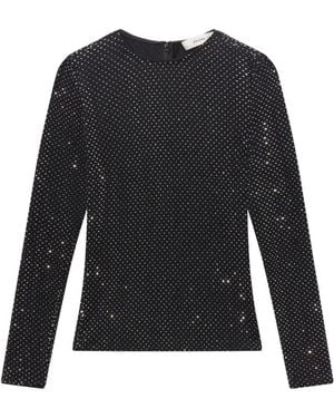 FRAME Long-Sleeve Embellished Top - Black