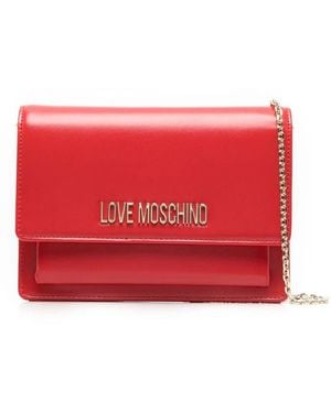 Love Moschino Logo-Plaque Satchel Bag - Red