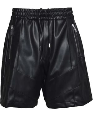 DSquared² Zipped-Pockets Leather Shorts - Black
