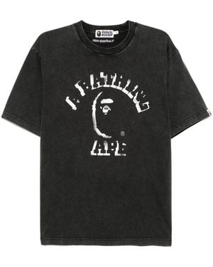 A Bathing Ape Garment Dye Spray Print Tee - Black