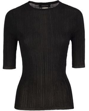 Fabiana Filippi Ribbed-Knit T-Shirt - Black