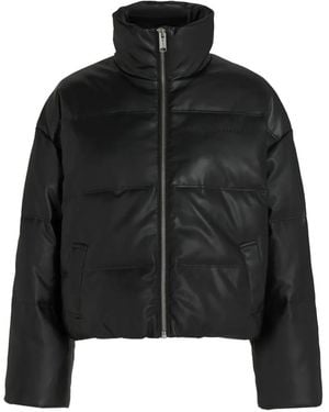 KARL LAGERFELD Faux-Leather Puffer Jacket - Black
