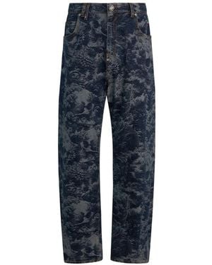 Philipp Plein Skull-Print Jeans - Blue
