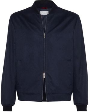 Brunello Cucinelli カシミア ボンバージャケット - ブルー