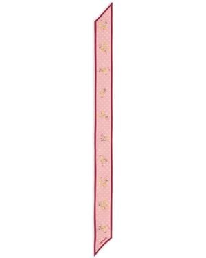 Prada Printed Silk Twill Skinny Scarf - White
