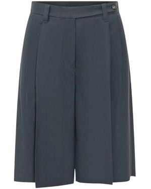 Brunello Cucinelli Pleated-Front Knee-Length Shorts - Blue