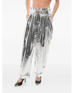 Balmain Pleated High-Waisted Tapered Trousers - Metallic