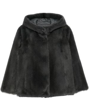 Manzoni 24 Hooded Fur Jacket - Black
