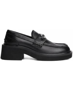 Tommy Hilfiger Logo-Plaque Leather Loafers - Black