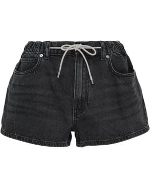 Alexander Wang Marathon Crystal-Drawstring Shorts - Black