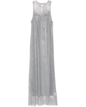 Marella Metallic Maxi Dress - White