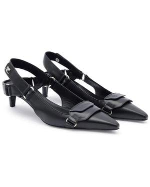 Courreges Racer Leather Court Shoes - Black