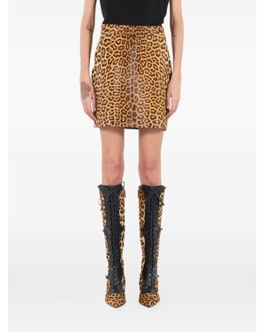 Roberto Cavalli Leopard-Print Mini Skirt - Brown