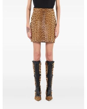 Roberto Cavalli Leopard-Print Mini Skirt - Brown