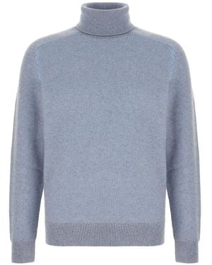 ZEGNA Ribbed Roll-Neck Sweater - Blue