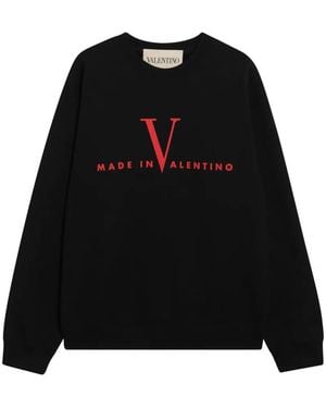 Valentino Garavani Cotton Crewneck Sweatshirt With Made - Blue
