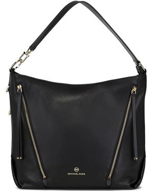 MICHAEL Michael Kors Large Zip-Detail Leather Shoulder Bag - Black