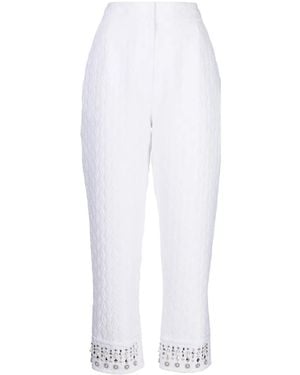 Shiatzy Chen Embroidered-Pearl Cropped Trousers - White