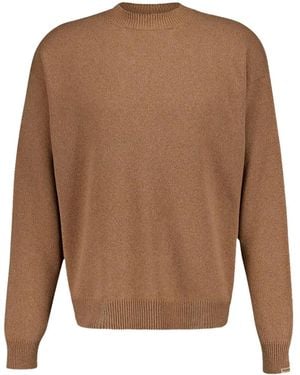 Balenciaga Gerippter Pullover mit rundem Ausschnitt - Braun