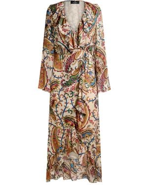 Etro Peau D'Ange Ruffled Paisley-Print Maxi Dress - Natural